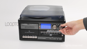 LoopTone 3-Speed Vintage Vinyl Turntable Bluetooth Record Player Built-in Speaker CD Cassette Player AM FM Radio USB Recorder Aux-in RCA Line-out