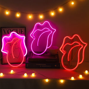 Pink Large Tongue Lip Neon Sign Light Decoration Neon Lamp for Bedroom Living Room Party Valentines Day Decor Adult Kid Gift