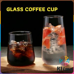 KLIMO Glass Coffee Cup 450ml 500ml Tea Milk Yogurt Mug Creative Transparent Letter Pattern Drinkware