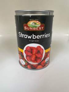 Sunbest Strawberies in light Syrup 410g in can