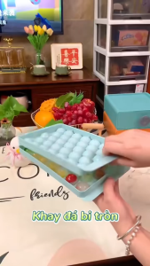 Khay Đá Bi Tròn Tủ Lạnh 33 Viên Có Nắp Đậy khuôn Thạch Bi Nhựa Tròn Làm Rau Câu Hoa Quả Trái Cây DASEP