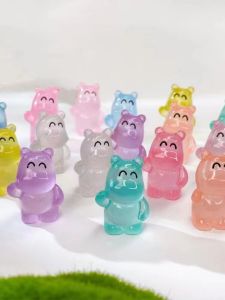 Luminous Mini Hippo Three-Dimensional Cartoon DIY Ornament Accessories Solid Color Hippo New Cute Artificial Small Animal Ornaments