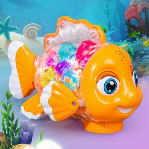 Mainan Anak Ikan Transparan Lampu Musik