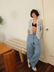 กางเกงยีนส์ขากว้างเอวสูง BettyChow ทรงตรง ทรงหลวม ทรงลำลอง ผ้าฝ้าย ฤดูใบไม้ผลิ 2023 กางเกงขายาวทรงตรง 2 สี