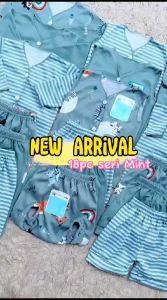 Stelan baju dan celana bayi seri mintper 3 stel SN
