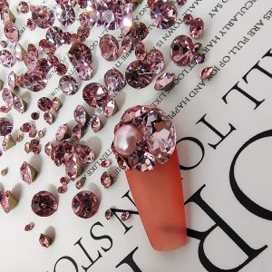Super Shiny Nail Drill Crystal Glass round Bottom Colorful Water Diamond Nail Art Decoration Adhesive Rhinestones for Manicure