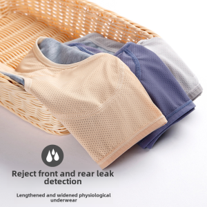 Ice Silk Hollow out Breathable Period Underwear Womens Anti-Leak Large Size Menstrual Triangle Sanitary Pants mid Waist Triangle Panties