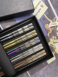 High-End Home Use 304 Stainless Steel Metal Chopsticks Anti-Slip Heat Resistant Food Grade Double Pack Chinese Style Dining Utensils