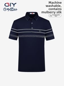 GYgoldlion | Silk Blend Polo Shirt Striped New Arrival