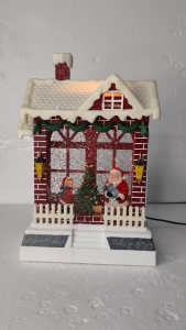 D&D Home l FC702 Christmas Shop Lighted Snow Globe with Santa and Snowman Display