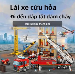 Đội Cứu Hỏa Trung Tâm Thành Phố Mô Hình Thang Khối Xây Dựng Thành Phố Series Đồ Chơi Đồ Trang Trí Trang Trí Cho Trẻ Em Sinh Nhật Quà Tặng Giáng Sinh