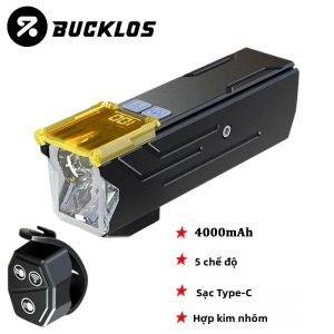 BUCKLOS | Đèn Xe Đạp BUCKLOS 4000mAh Sạc USB Đèn Pha Trước Xe Đạp Leo Núi Hợp Kim Nhôm Đèn MTB Chống Nước IPX5