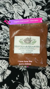 Organic Chili Powder | Pure Spice | No Additives | 50g/100g/250g | Haven & Hearth Creations