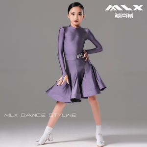 MuLanXi 2025 New Childrens Latin Dance Costume Girls Competition Uniform Professional Dance Exam Standard Specification Dress