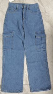 Celana cargo panjang pria baggy pants denim kargo jogger biru cowok casual korean style
