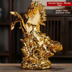Prosperity Zodiac Horse New Chinese Style Gold Ceramics