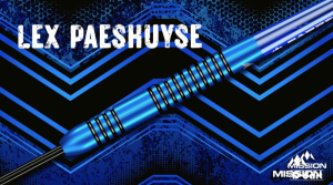 MISSION STEEL TIP DARTS - 22G/24G Lex Paeshuyse Blue Black 90% Tungsten Steel Darts Set