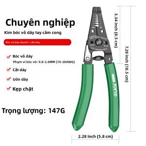 LAOA | Kìm Tuốt Dây Đa Năng LAOA 4 Trong 1 Thép Carbon Dùng Để Tuốt Cắt Uốn Kẹp Dây Điện Cho Dây AWG 10-20 Đường Kính 0.8-2.6mm Dùng Trong Công Việc Điện.