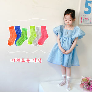 ถุงเท้าเด็ก สีสดใส พร้อมส่ง set 3คู่ Korean candy color girl socks set of 3 pairs cute socks