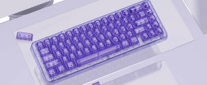 WOMIER 115 Keys Purple Transparent Clear Keycaps Crystal Ceramic PC Keycap RGB Shine Through Key cap MDA Profile for MX Switch Keyboard
