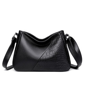 Fashionable Soft Leather Womens Bag Large Capacity Crossbody Shoulder Bag for Middle-Aged Women Trendy All-Match Bag