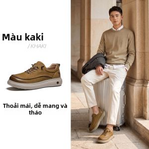 CAMEL | Giày Da Tăng Chiều Cao Đế Dày Phong Cách Retro