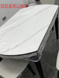 Disposable Tablecloth with Elastic Edge Sealed Long Rectangle Shape Table Cover One Time Use round Table Cover Rectangular