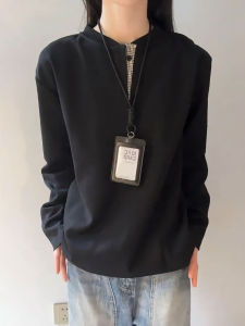 เสื้อยืดแขนยาวลายสก็อตสไตล์อเมริกันสำหรับผู้ชาย เสื้อกั๊กทรงหลวมสบาย ๆ ปกโปโล เสื้อเชิ้ตคอปกทรงฮาร์รี่