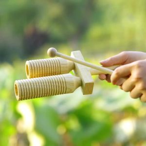 IRIN | IRIN Wooden Guiro Castanets Clappers Double Sound Tube Orff Percussion Instrument Musical Rhythm Educational Tools Gifts