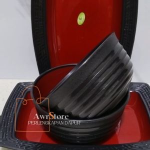 PROMO 6 PCS ISI 3 PIRING DAN 3 MANGKOK RAMEN ULIR TERLARIS