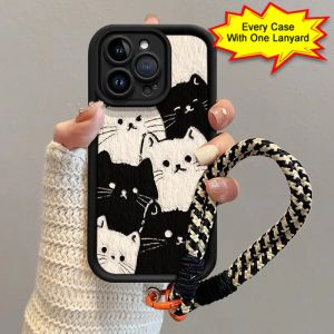 Casing HP Redmi A3, OPPO A5 A3s & Vivo V9 Terbaru 2025 Kucing Hitam Putih Kartun Avatar
