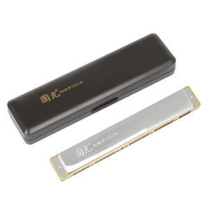 Sáo Harmonica 28 Lỗ Đa Âm C - Nhạc Cụ Hơi Gỗ Đa Âm Với Hộp Đựng Dành Cho Người Yêu Nhạc Mặt Đồng Mạ Crôm