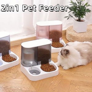 2.8L large Capacity Dog Cat 2in1 Auto Water Food Integrated Feeder Cat Dog Food Water Bowl