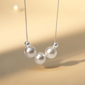 Ceelysees 925 Sterling Silver Lightweight Crystal Australian White Pearl Necklace French Style Smile Lockbone Chain Womens Jewelry