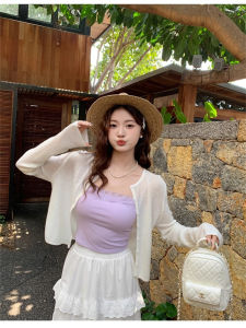 Áo Ba Lỗ Ren Ngắn Phong Cách Ngọt Ngào Đa Năng Màu Trơn Lưng Đẹp Áo Ba Lỗ Dây Đeo Cổ Cao Cotton Spandex Mùa Hè 2025