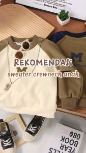 SWEATER CREWNECK MOTIF M ANAK CEWEK COWOK BAHAN TEBAL LEMBUT IMPORT