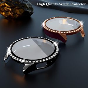 Glass+Diamond Case For Samsung Galaxy Watch 6 40mm 44mm Accessories Bling PC bumper+Screen protector Galaxy watch 6 Cover Case