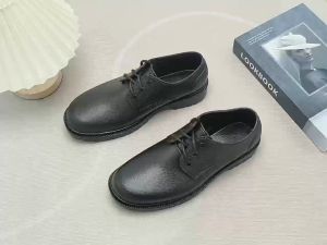 2025 new Mens black leather shoes for office school and security