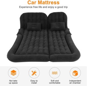 Car Air Inflatable Travel Mattress Bed Universal for Air Bed Pillow Trunk Sleeping Pad Outdoor Camping Mat Back Seat Multi Functional Sofa with Two Air Pillowsand Air Pump