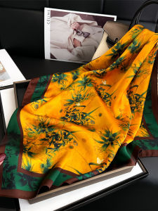 Khăn Choàng Lụa Tre Phong Cách Trung Hoa 70cm Cho Nữ Khăn Choàng Tròn Trang Trí Cổ Tay Mùa Hè Mùa Xuân Mùa Thu Hình Lá