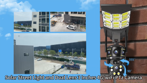 V380 Solar street light CCTV Camera Outdoor Waterproof 12MP 4G Night Vision Two Way Intercom PIR Human Detection dual Lens Three screen Solar CCTV