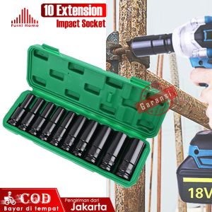 【Ready】Impact Socket Set 10Pcs/15Pcs 1/2 Inch 8-32MM Extension Impact Socket Long Reach Nut Socket Repair Drive Impact Socket