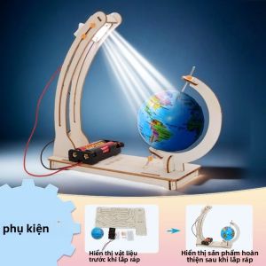Bộ Đồ Chơi Mô Hình Trái Đất Tự Làm Mô Phỏng Chu Kỳ Ngày Đêm Đồ Chơi Giáo Dục STEM Quả Địa Cầu Bằng Gỗ Tự Làm Cho Trẻ Em Học Vật Lý Đồ Chơi Bằng Gỗ Thủ Công Cho Lớp Học