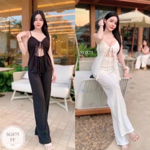 ML875 สวยอีกแล้ววววว … เซทสายเดี่ยวแต่งลูกไม้แหวกอกแหวกจัยยย เซ็กซี่ละมุนเวอร์มากกก ดีเทลลูกไม้คือสวยสุด