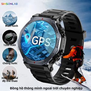 Đồng Hồ Thông Minh GPS Quân Sự Màn Hình 1.39  Pin 1200mAh Bluetooth Đèn LED Gọi Không Dây Chống Nước Cho Cắm Trại Thể Thao Ngoài Trời