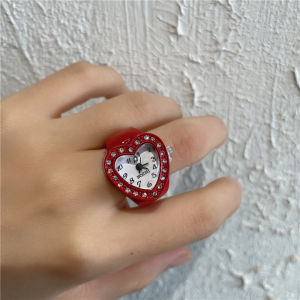 Retro Trái Tim-Đầy Đủ-Nhẫn Đứng Kim Cương dành cho Nam và Nữ Kitty Dễ Thương/Snoopy Hoạt Hình Nhân Vật Chính Dát Hợp Kim Đá Quý Nhân Tạo