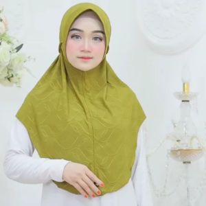 HIJAB INSTAN Motif Bunga & Jaguar: Hijab Bergo Tali Kepang SAIMAH Grosir