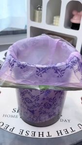 50pcs Lavender Mosquito Repellent Trash Bag with Drawstring Household Portable Thickened Garbage Bag