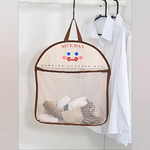 Cute Cartoon Wall Mounted Storage Bag Mesh Bag Underwear Socks Beg Penerimaan Bedroom Wardrobe Storage Bag
