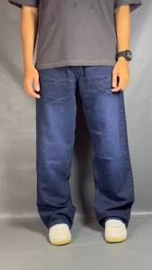 CELANA PANJANG JEANS DENIM WISKER RINGKEL GOMBRANG BAGGY PRIA